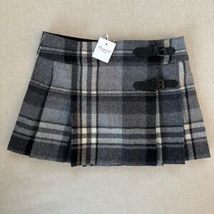 Bonpoint 100% Virgin Wool Pleated Black and Gray Plaid Skirt Girls’ 4Y